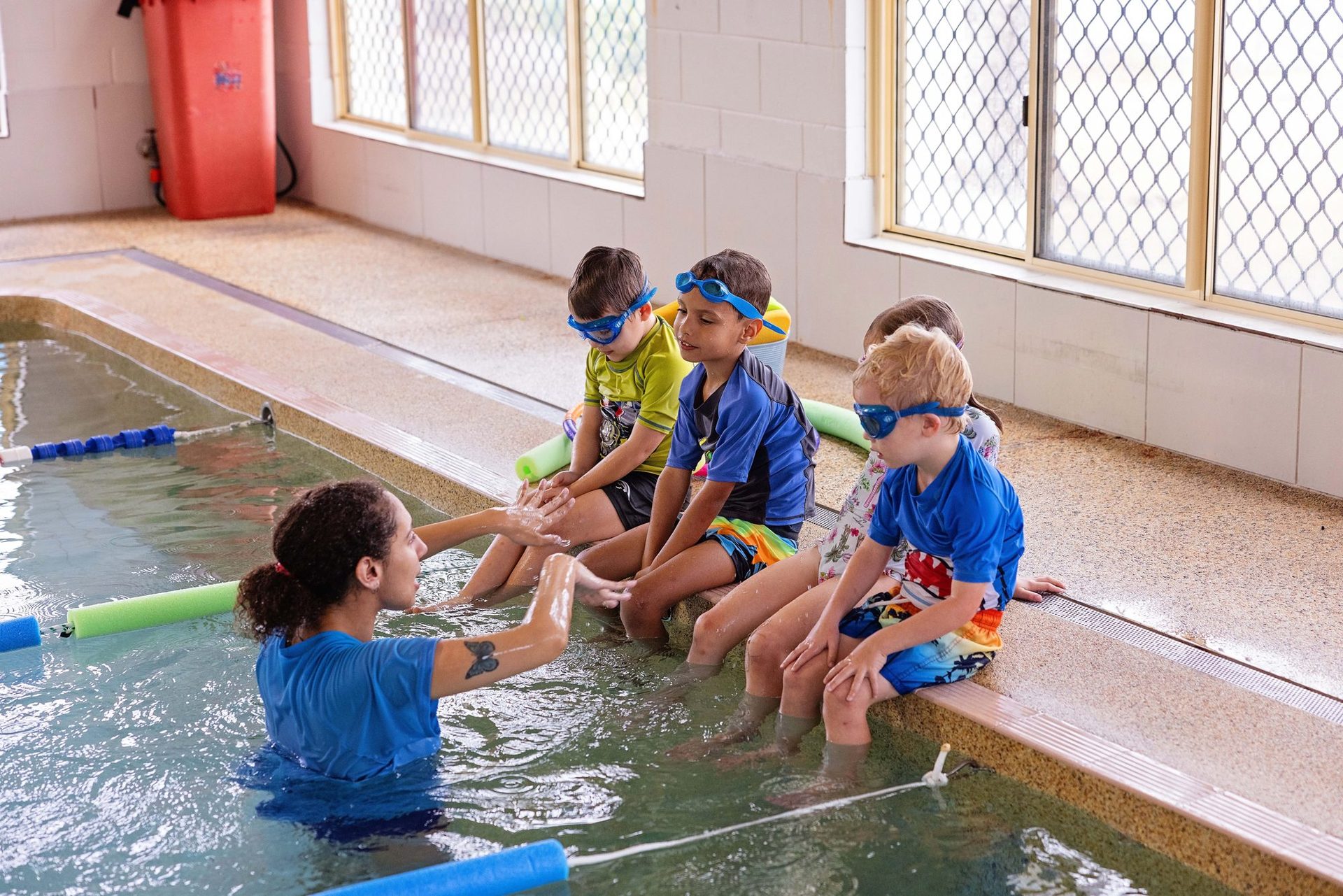 Swimming lessons in progress at Marlins Swim School