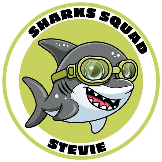Sharks Squad swimming level badge — fitness