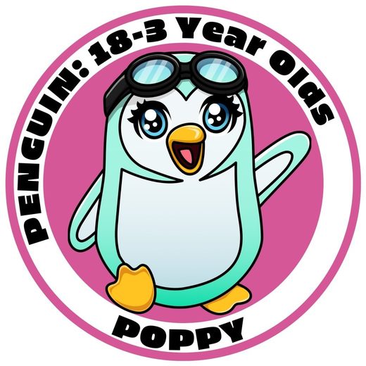 Penguin swimming level badge — toddlers